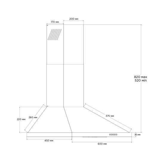 Вытяжка кухонная Pyramida KT 60 BL Вытяжка кухонная Pyramida KT 60 BL