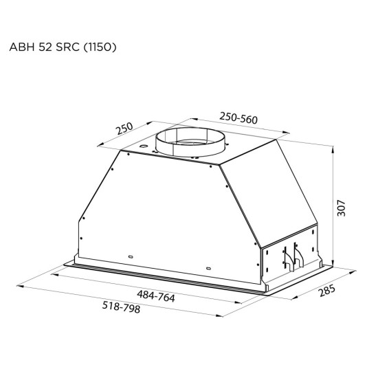Витяжка кухонна Pyramida ABH 52 SRC (1150) GWH Витяжка кухонна Pyramida ABH 52 SRC (1150) GWH