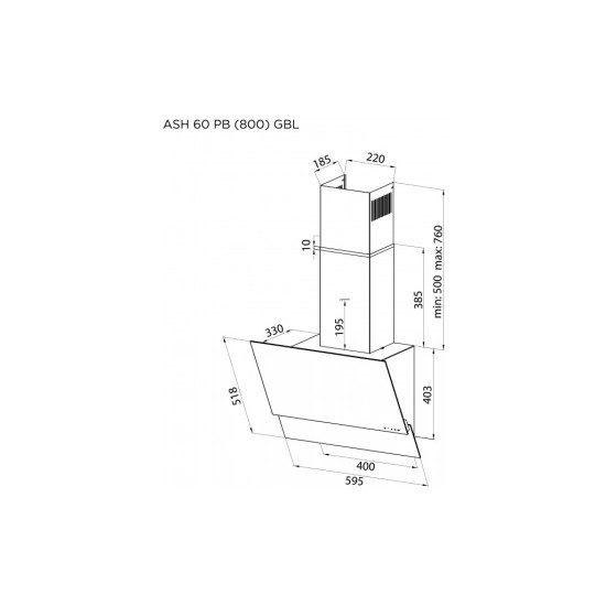Витяжка кухонна Pyramida ASH 60 PB (800) XGBL Витяжка кухонна Pyramida ASH 60 PB (800) XGBL