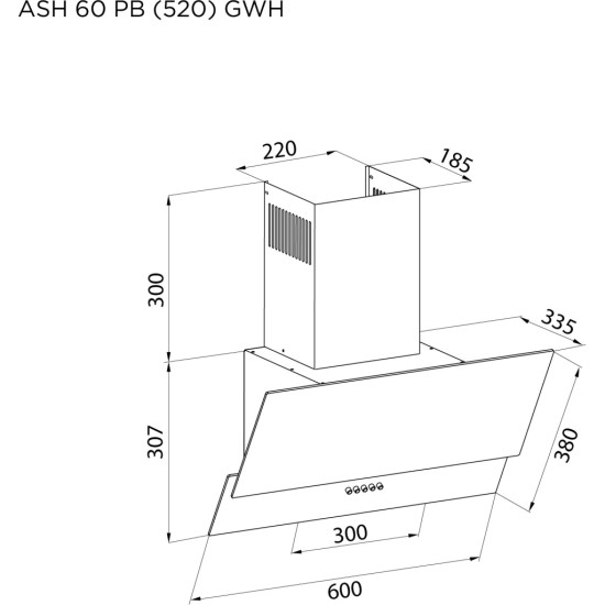 Вытяжка кухонная Pyramida ASH 60 PB (520) GWH Вытяжка кухонная Pyramida ASH 60 PB (520) GWH