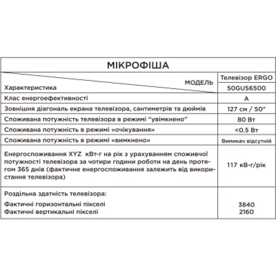 Телевизор Ergo 50GUS6500 Телевизор Ergo 50GUS6500