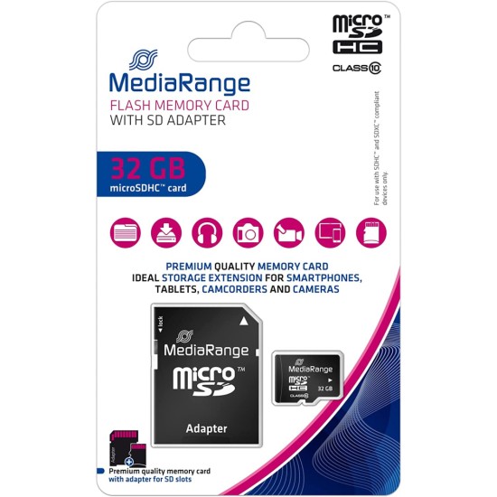 Карта памяти Mediarange 32GB microSD class 10 (MR959) Карта памяти Mediarange 32GB microSD class 10 (MR959)