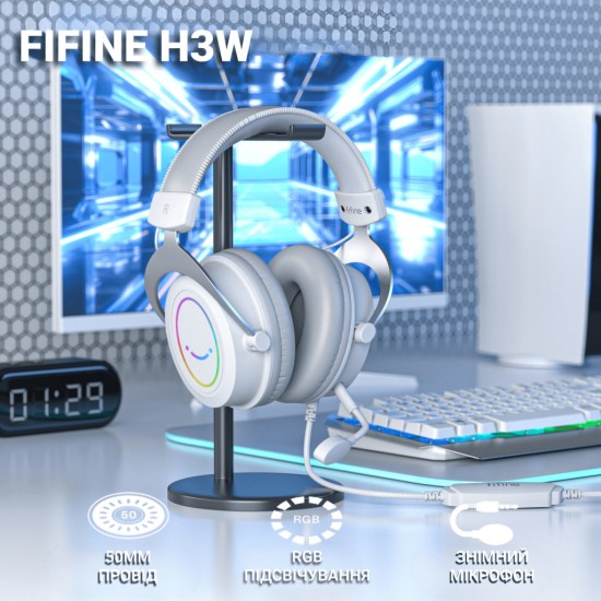 Навушники Fifine H3 RGB White (H3W) Навушники Fifine H3 RGB White (H3W)