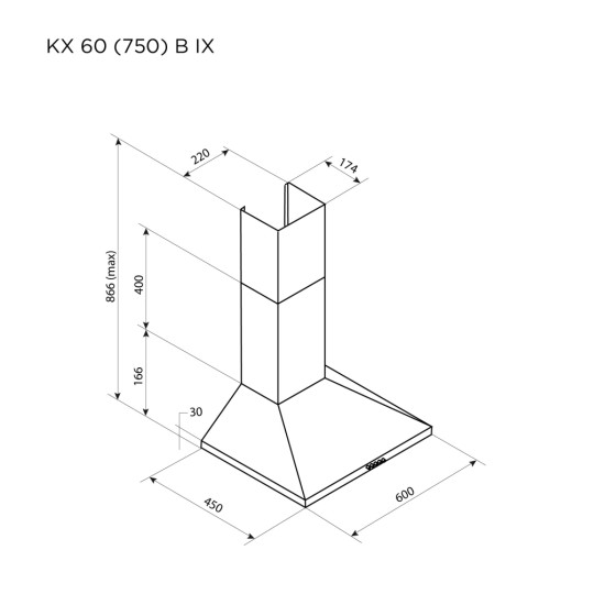 Витяжка кухонна Pyramida KX 60 (750) B IX Витяжка кухонна Pyramida KX 60 (750) B IX