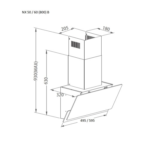 Вытяжка кухонная Pyramida NX 60 (800) B GWH Вытяжка кухонная Pyramida NX 60 (800) B GWH