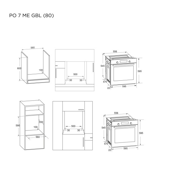 Духовой шкаф Pyramida PO 7 ME GBL (80)
