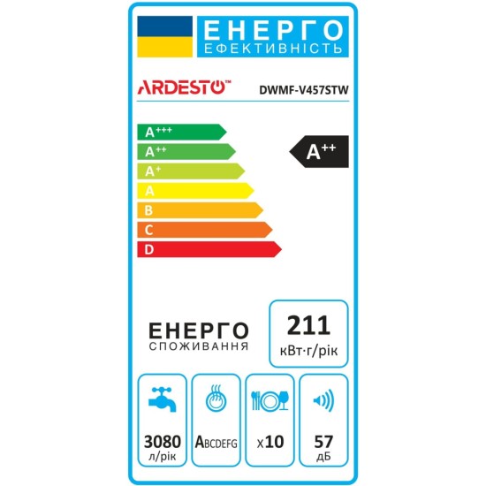 Посудомоечная машина Ardesto DWMF-V457STW Посудомоечная машина Ardesto DWMF-V457STW