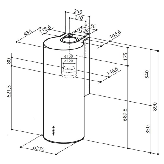 Вытяжка кухонная Faber Cylindra Plus Bk Matt A37 (335.0606.998)