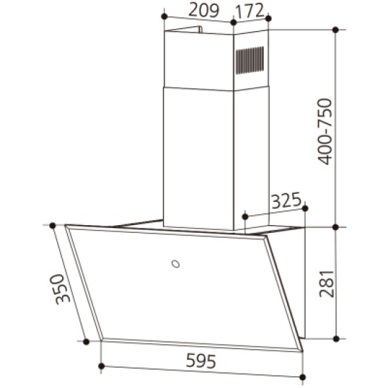 Витяжка кухонна Interline FLY S BL A/60/GL/T Витяжка кухонна Interline FLY S BL A/60/GL/T