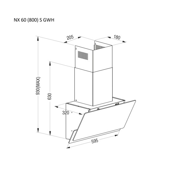 Вытяжка кухонная Pyramida NX 60 (800) S GWH Вытяжка кухонная Pyramida NX 60 (800) S GWH