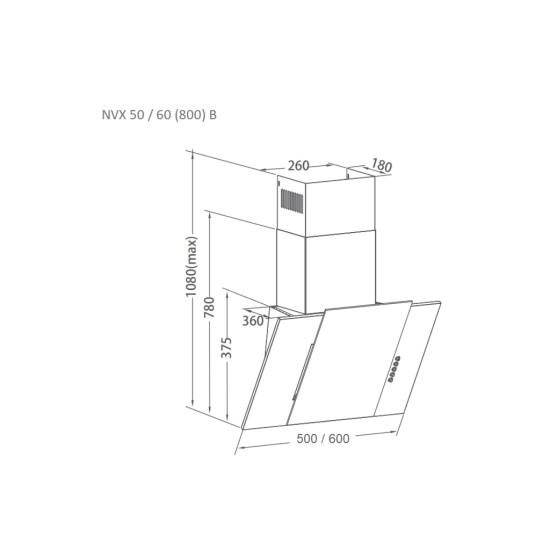 Вытяжка кухонная Pyramida NVX 60 (800) B BL