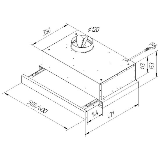 Вытяжка кухонная Pyramida TL 50 SLIM BL