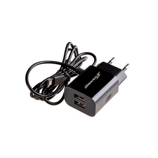 Зарядное устройство Grand-X 5V 2,1A 2USB + micro USB Black (CH-35B) Зарядное устройство Grand-X 5V 2,1A 2USB + micro USB Black (CH-35B)