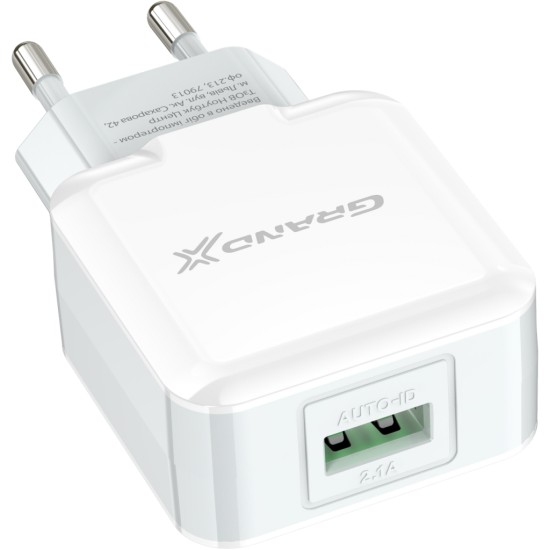 Зарядное устройство Grand-X 5V 2.1A White (CH-03W) Зарядное устройство Grand-X 5V 2.1A White (CH-03W)