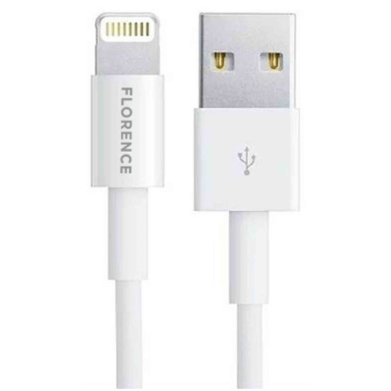 Зарядний пристрій Florence 1USB 2A + Lightning cable white (FL-1020-WL)