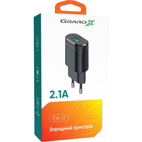 Зарядное устройство Grand-X CH-17 USB 5V 2,1A (CH-17) Зарядное устройство Grand-X CH-17 USB 5V 2,1A (CH-17)