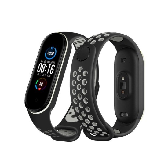 Ремінець до фітнес браслета BeCover Nike Style для Xiaomi Mi Smart Band 5 Black-Gray (705151) Ремінець до фітнес браслета BeCover Nike Style для Xiaomi Mi Smart Band 5 Black-Gray (705151)