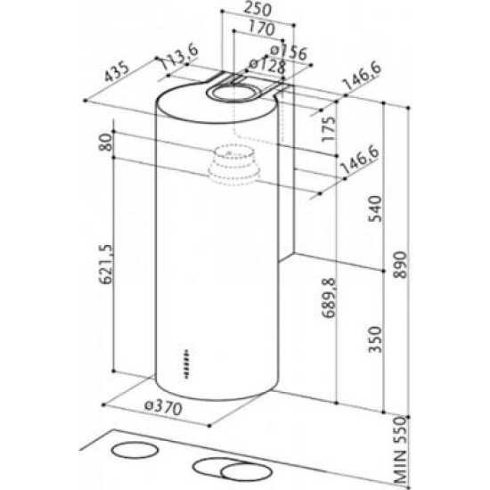 Вытяжка кухонная Faber CYLINDRA/2 EV8 2EL XH89 Вытяжка кухонная Faber CYLINDRA/2 EV8 2EL XH89