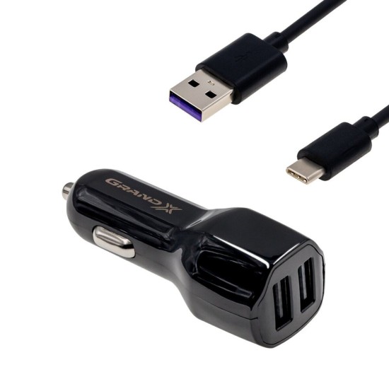 Зарядное устройство Grand-X 2,1A, 12-24V, 2USB + cable USB -> TypeC, Cu, 1m (CH-26TC) Зарядное устройство Grand-X 2,1A, 12-24V, 2USB + cable USB -> TypeC, Cu, 1m (CH-26TC)