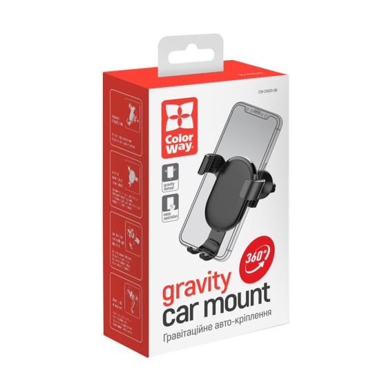 Универсальный автодержатель ColorWay Metallic Gravity Holder Black (CW-CHG01-BK) Универсальный автодержатель ColorWay Metallic Gravity Holder Black (CW-CHG01-BK)