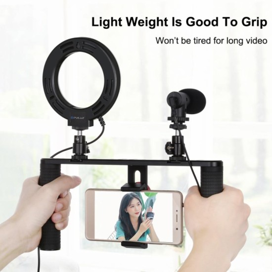 Набор блогера Puluz 4in1 (ring light, mount, phone holder, microphone) (PKT3028)