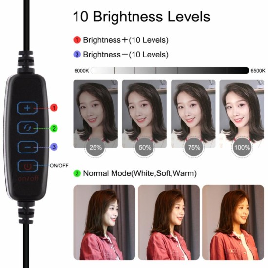 Набор блогера Puluz 4in1 (ring light, mount, phone holder, microphone) (PKT3028)