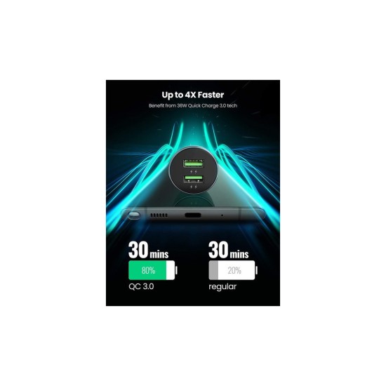 Зарядное устройство Ugreen CD213 36W 2xUSB QC 3.0 3A Car Charger (Dark Blue) (10144) Зарядное устройство Ugreen CD213 36W 2xUSB QC 3.0 3A Car Charger (Dark Blue) (10144)